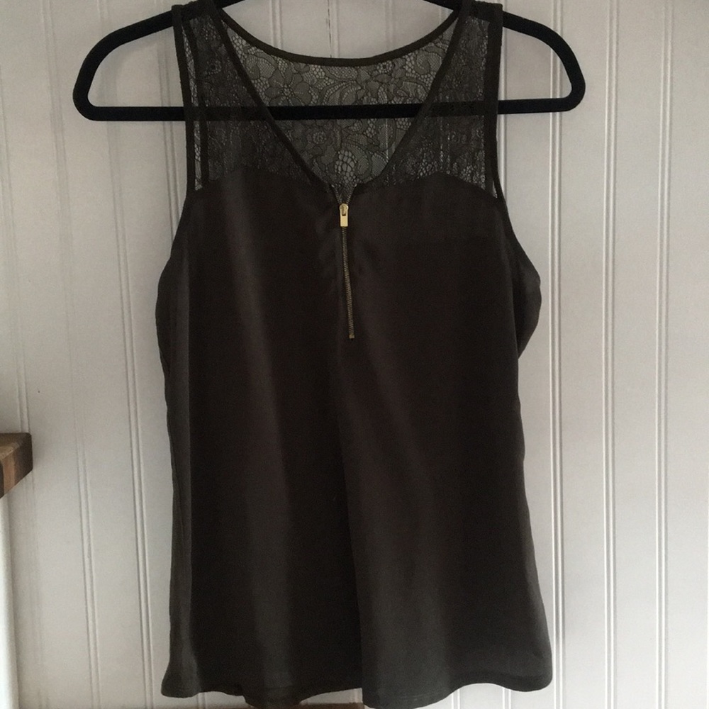 Zipper front Lace tank top